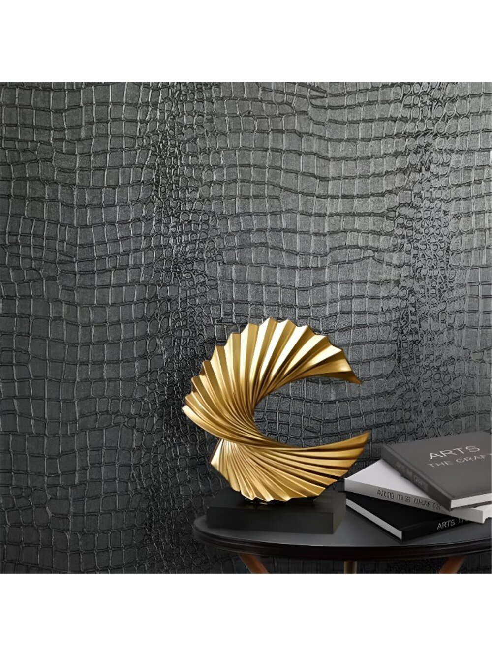 Black Peel and Stick Wallpaper 17.3" x 118" Removable Crocodile Wallpaper